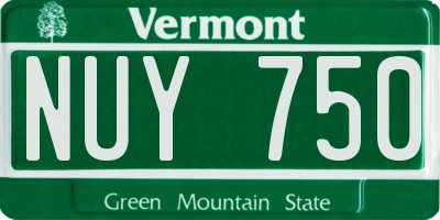 VT license plate NUY750