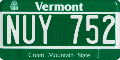 VT license plate NUY752