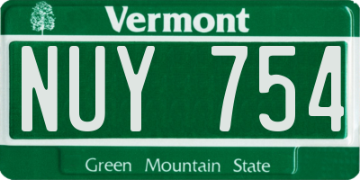 VT license plate NUY754