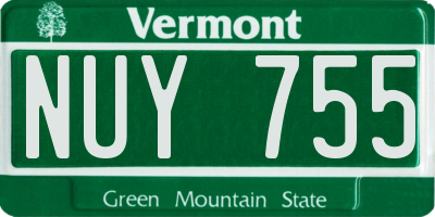 VT license plate NUY755