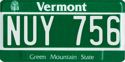 VT license plate NUY756