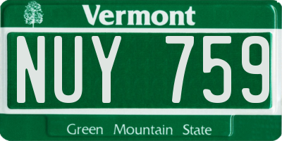 VT license plate NUY759