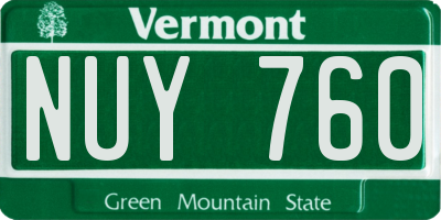 VT license plate NUY760