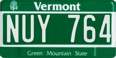 VT license plate NUY764