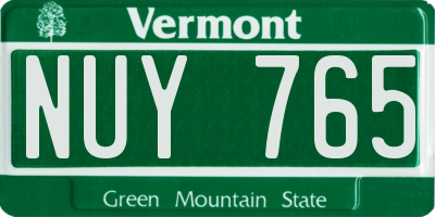 VT license plate NUY765