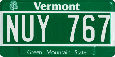 VT license plate NUY767
