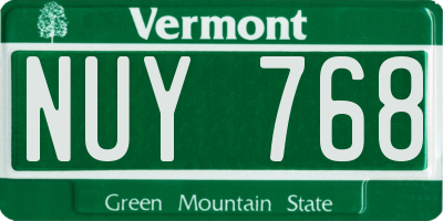 VT license plate NUY768