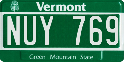 VT license plate NUY769