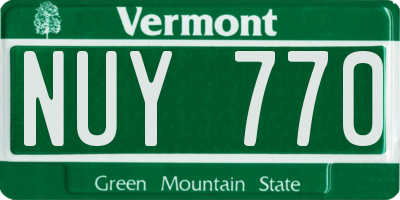 VT license plate NUY770