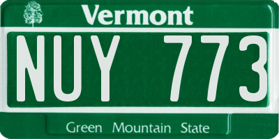 VT license plate NUY773