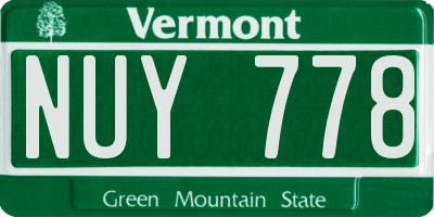 VT license plate NUY778