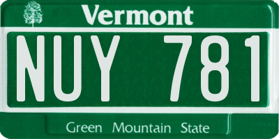 VT license plate NUY781