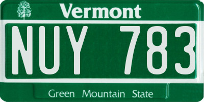 VT license plate NUY783