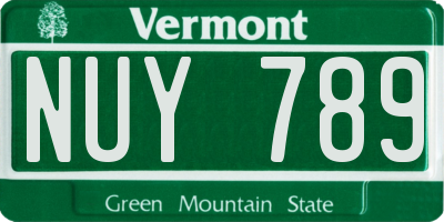 VT license plate NUY789