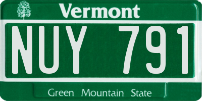 VT license plate NUY791