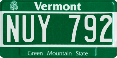 VT license plate NUY792