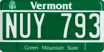VT license plate NUY793