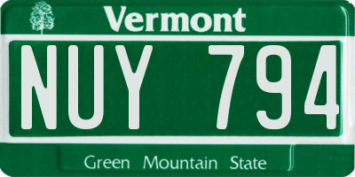 VT license plate NUY794