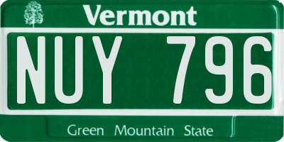 VT license plate NUY796
