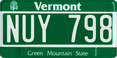 VT license plate NUY798