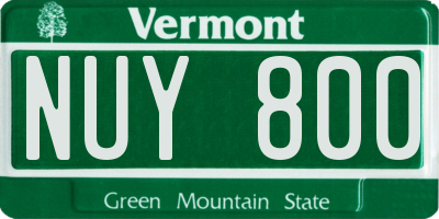 VT license plate NUY800