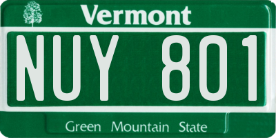 VT license plate NUY801