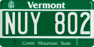 VT license plate NUY802