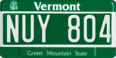VT license plate NUY804