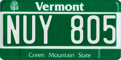 VT license plate NUY805