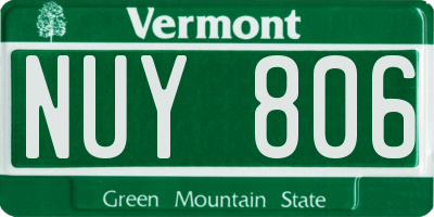 VT license plate NUY806