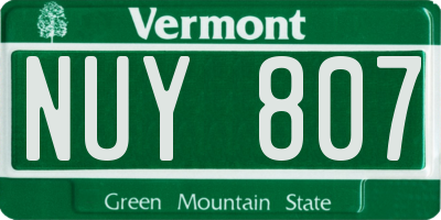 VT license plate NUY807