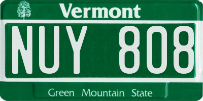 VT license plate NUY808