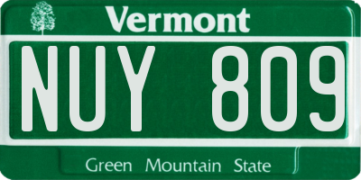 VT license plate NUY809