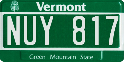 VT license plate NUY817