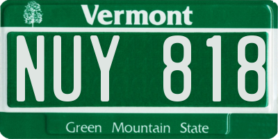 VT license plate NUY818