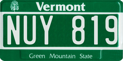 VT license plate NUY819
