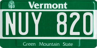 VT license plate NUY820