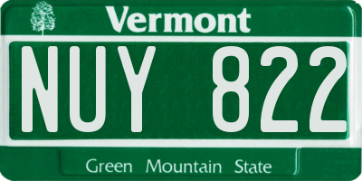 VT license plate NUY822