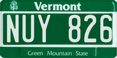 VT license plate NUY826