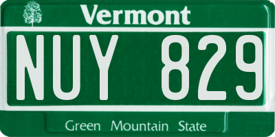 VT license plate NUY829