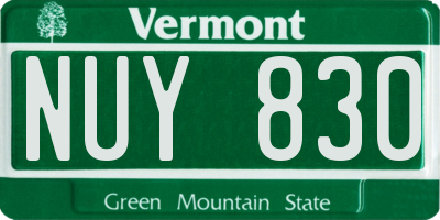 VT license plate NUY830