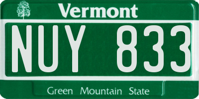VT license plate NUY833