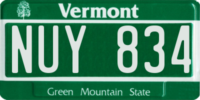 VT license plate NUY834