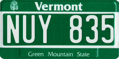 VT license plate NUY835