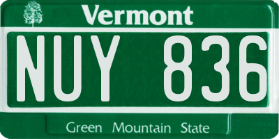 VT license plate NUY836