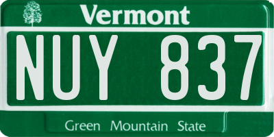 VT license plate NUY837