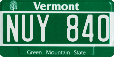 VT license plate NUY840