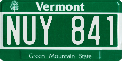 VT license plate NUY841