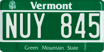 VT license plate NUY845