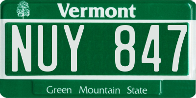 VT license plate NUY847